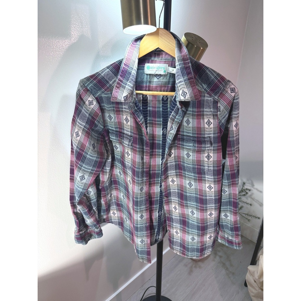 Aventura organic flannel‎ extra soft LG purple teal Colorado western style